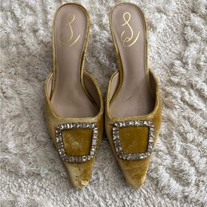 Sam Edelman Gold Velvet Heels with Embellishments